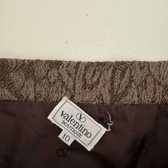 Valentino Skirt S 10 Jacquard Lace Print Brown Pencil Vintage Dark Romantic Goth - Picture 2 of 13